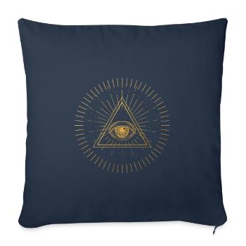 Œil doré omniscient, ésotérique, mystique - Housse de coussin décorative 45 x 45 cm - bleu marine - Devant