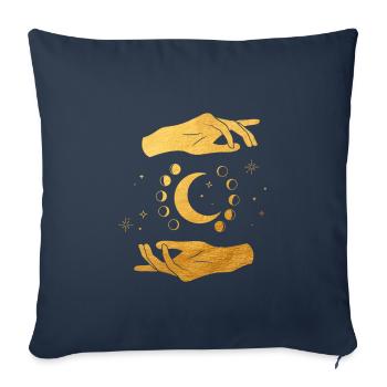 Mondphasen mit goldenen Händen, spiritual, magisch - Sofakissenbezug 45 x 45 cm - Navy - Vorne