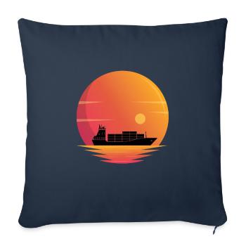 Navire d’alimentation - Housse de coussin décorative 45 x 45 cm - bleu marine - Devant