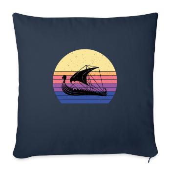 Navire viking - Housse de coussin décorative 45 x 45 cm - bleu marine - Devant