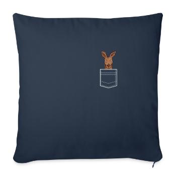 Kangourou cool dans la poche de la chemise - Housse de coussin décorative 45 x 45 cm - bleu marine - Devant