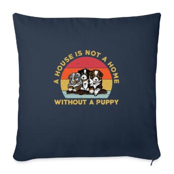 Amoureux des chiots - Housse de coussin décorative 45 x 45 cm - bleu marine - Devant