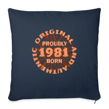 Année 1981 - Housse de coussin décorative 45 x 45 cm - bleu marine - Devant