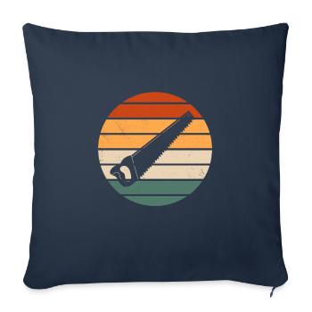 Conception de scie à main rétro - Housse de coussin décorative 45 x 45 cm - bleu marine - Devant