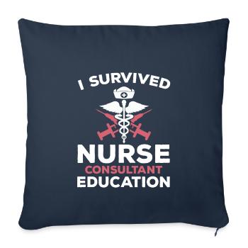 Drôle de dicton de l’infirmière - Housse de coussin décorative 45 x 45 cm - bleu marine - Devant