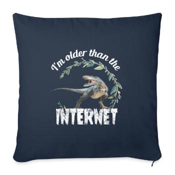 Je suis plus vieux qu’Internet + Dinosaure rétro - Housse de coussin décorative 45 x 45 cm - bleu marine - Devant