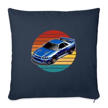 Jdm / Tuning / Turbocompresseur / Jantes / Chiptuning - Housse de coussin décorative 45 x 45 cm - bleu marine - Devant