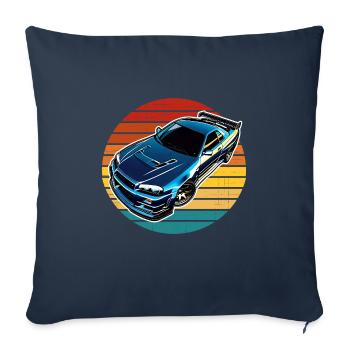 Jdm / Tuning / Turbocompresseur / Jantes / Chiptuning - Housse de coussin décorative 45 x 45 cm - bleu marine - Devant