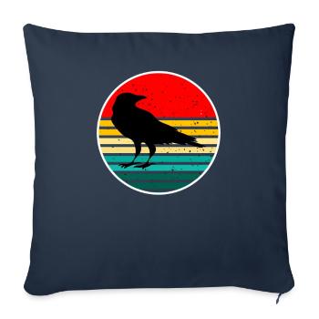 Corbeau Corbeau Crow Mouche animaux oiseaux - Housse de coussin décorative 45 x 45 cm - bleu marine - Devant
