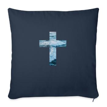 Living Water Christian Cross - Sofa pillowcase 17,3'' x 17,3'' (45 x 45 cm) - navy - Front