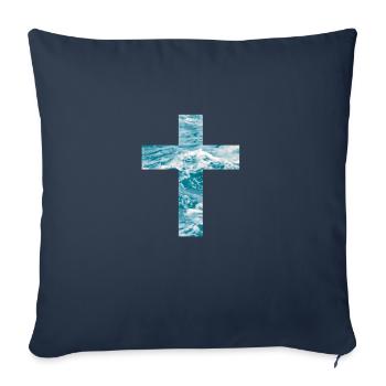 Living Water Christian Cross - Sofa pillowcase 17,3'' x 17,3'' (45 x 45 cm) - navy - Front