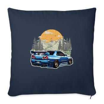 Jdm / Tuning / Turbocompresseur / Jantes / Chiptuning - Housse de coussin décorative 45 x 45 cm - bleu marine - Devant