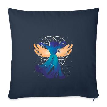 Fleur de la vie Femme Ange Silhouette - Housse de coussin décorative 45 x 45 cm - bleu marine - Devant