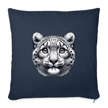Léopard des neiges Léopard blanc Léopard - Housse de coussin décorative 45 x 45 cm - bleu marine - Devant