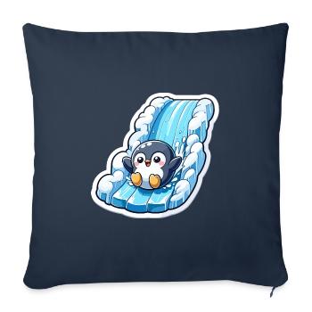 Pingouins mignons Petit pingouin Pingouin amoureux des pingouins - Housse de coussin décorative 45 x 45 cm - bleu marine - Devant