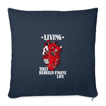 Living That Rebuild Engine Life, Operation Heart - Sofa pillowcase 17,3'' x 17,3'' (45 x 45 cm) - navy - Front