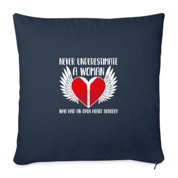 Never Underestimate A Women Open Heart Surgery - Sofa pillowcase 17,3'' x 17,3'' (45 x 45 cm) - navy - Front