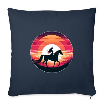 Fille de cheval arabe - Housse de coussin décorative 45 x 45 cm - bleu marine - Devant