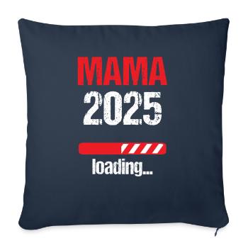 Maman 2025 Cadeau Femmes Dames Mère Enceinte - Housse de coussin décorative 45 x 45 cm - bleu marine - Devant