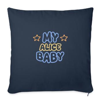 Prénom Alice - Housse de coussin décorative 45 x 45 cm - bleu marine - Devant