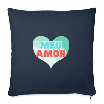 Meu Amor - Housse de coussin décorative 45 x 45 cm - bleu marine - Devant