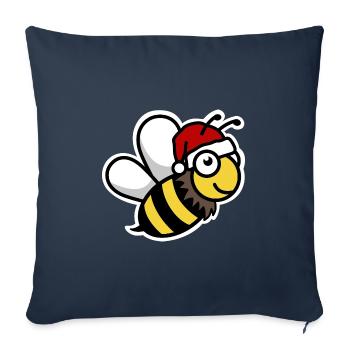 Noël abeille douce Père Noël - Housse de coussin décorative 45 x 45 cm - bleu marine - Devant