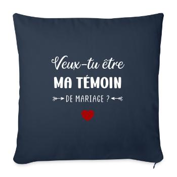 Veux tu être ma témoin de mariage - Housse de coussin décorative 45 x 45 cm - bleu marine - Devant