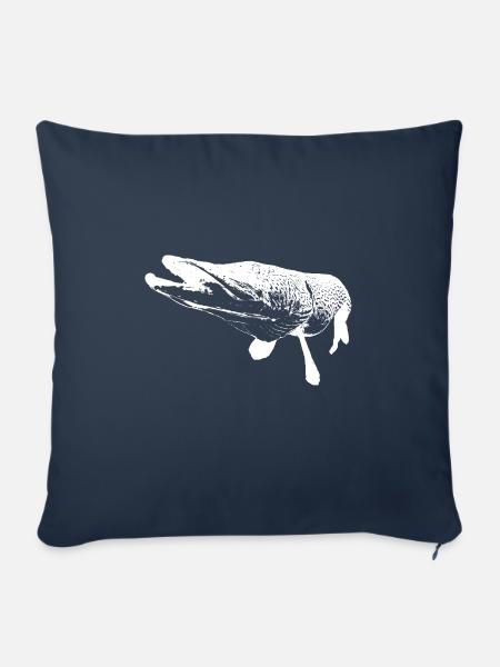 Hecht - weißer Druck - Sofakissenbezug 45 x 45 cm - Navy