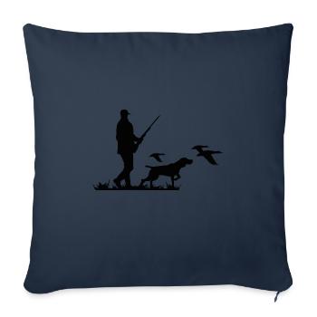 Hunter Waidmann with his dog on a duck hunt - Sofa pillowcase 17,3'' x 17,3'' (45 x 45 cm) - navy - Front