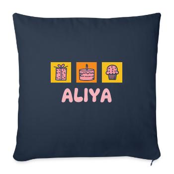 Aliya comme prénom - Housse de coussin décorative 45 x 45 cm - bleu marine - Devant