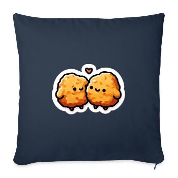 Croquettes de poulet mignonnes coeur Saint-Valentin - Housse de coussin décorative 45 x 45 cm - bleu marine - Devant