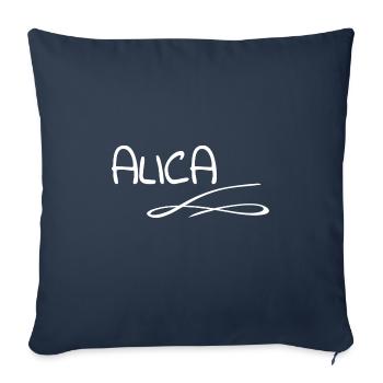 Alica comme prénom - Housse de coussin décorative 45 x 45 cm - bleu marine - Devant
