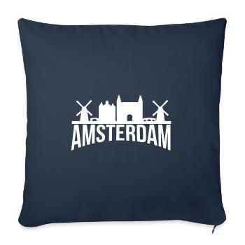 Skyline d'Amsterdam - Housse de coussin décorative 45 x 45 cm - bleu marine - Devant