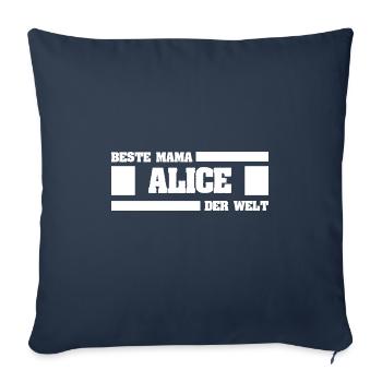 Cadeau pour Alice - Housse de coussin décorative 45 x 45 cm - bleu marine - Devant