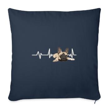 French Bulldog Frenchie Heartbeat - Sofa pillowcase 17,3'' x 17,3'' (45 x 45 cm) - navy - Front