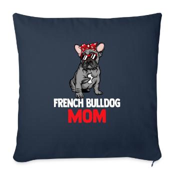 French Bulldog Maman - Housse de coussin décorative 45 x 45 cm - bleu marine - Devant