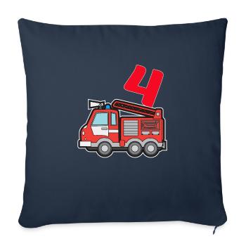 J’ai 4 | 4ème anniversaire pompiers garçons - Housse de coussin décorative 45 x 45 cm - bleu marine - Devant