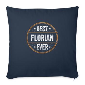 Meilleur cadeau de prénom Florian - Housse de coussin décorative 45 x 45 cm - bleu marine - Devant