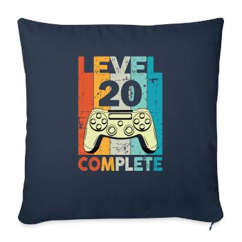 Niveau 20 Anniversaire de jeu complet - Housse de coussin décorative 45 x 45 cm - bleu marine - Devant