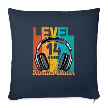 Gaming Birthday 14 Years Level 14 Complete - Sofa pillowcase 17,3'' x 17,3'' (45 x 45 cm) - navy - Front