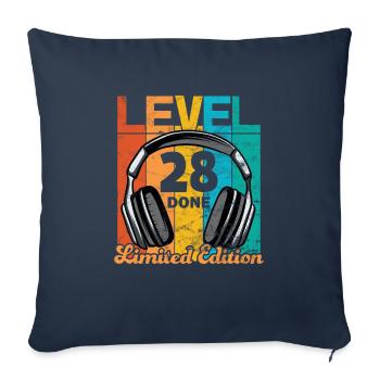 Anniversaire de jeu 28 ans Niveau 28 Terminé - Housse de coussin décorative 45 x 45 cm - bleu marine - Devant
