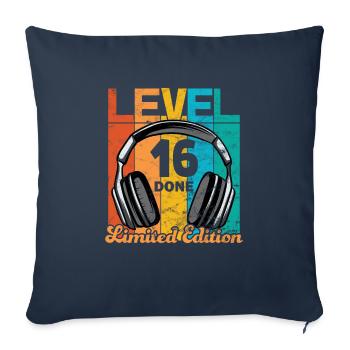 Gaming Birthday 16 Years Level 16 Complete - Sofa pillowcase 17,3'' x 17,3'' (45 x 45 cm) - navy - Front