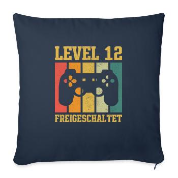 Level 12 freigeschaltet - Sofakissenbezug 45 x 45 cm - Navy - Vorne