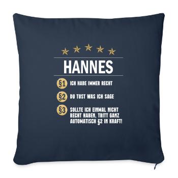 Hannes Habe immer Recht Name day - Housse de coussin décorative 45 x 45 cm - bleu marine - Devant