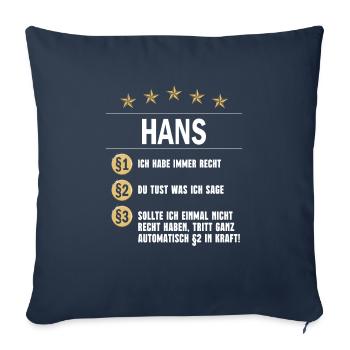 Hans Habe immer Recht Name day - Sofa pillowcase 17,3'' x 17,3'' (45 x 45 cm) - navy - Front