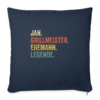 Jan Grillmeister Husband First name Grilling - Sofa pillowcase 17,3'' x 17,3'' (45 x 45 cm) - navy - Front