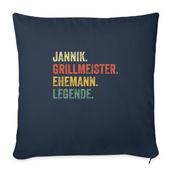 Jannik Grillmeister Husband First Name Grilling - Sofa pillowcase 17,3'' x 17,3'' (45 x 45 cm) - navy - Front