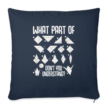 Origami Art Japonais Papier Pliable Grue - Housse de coussin décorative 45 x 45 cm - bleu marine - Devant