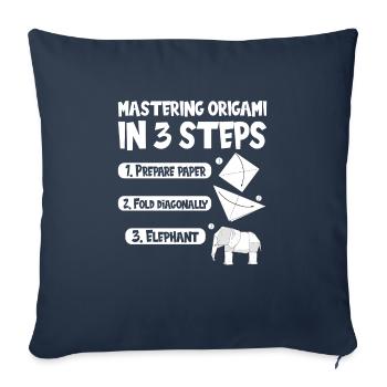 Origami Art Japonais Papier Pliable Grue - Housse de coussin décorative 45 x 45 cm - bleu marine - Devant