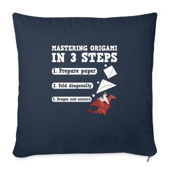 Origami Art Japonais Papier Pliable Grue - Housse de coussin décorative 45 x 45 cm - bleu marine - Devant